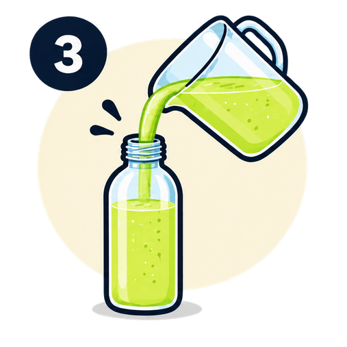 Juice being poured into a serving bottle